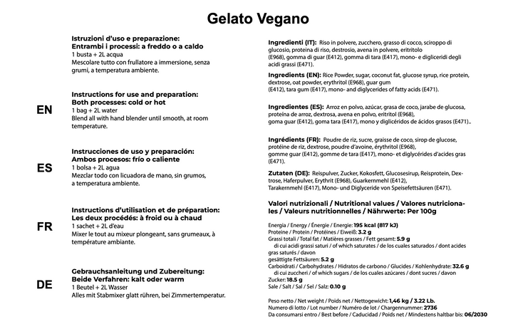 Base per Gelato Vegano – (Cartone)