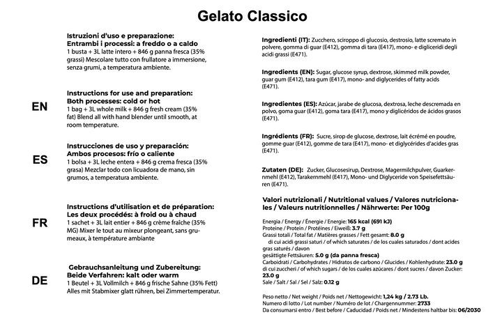 Base per Gelato Classico Artigianale - (Cartone)