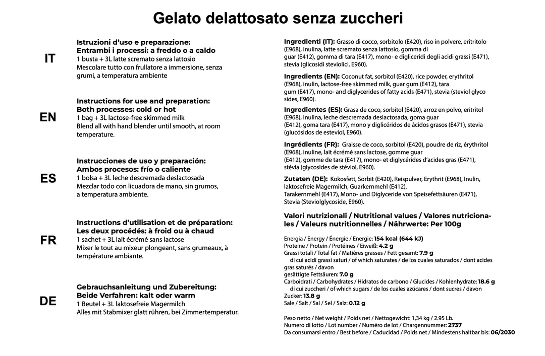 Base per Gelato Delattosato Zero– (Cartone)