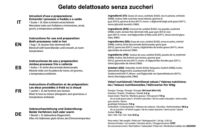 Base per Gelato Delattosato Zero– (Cartone)