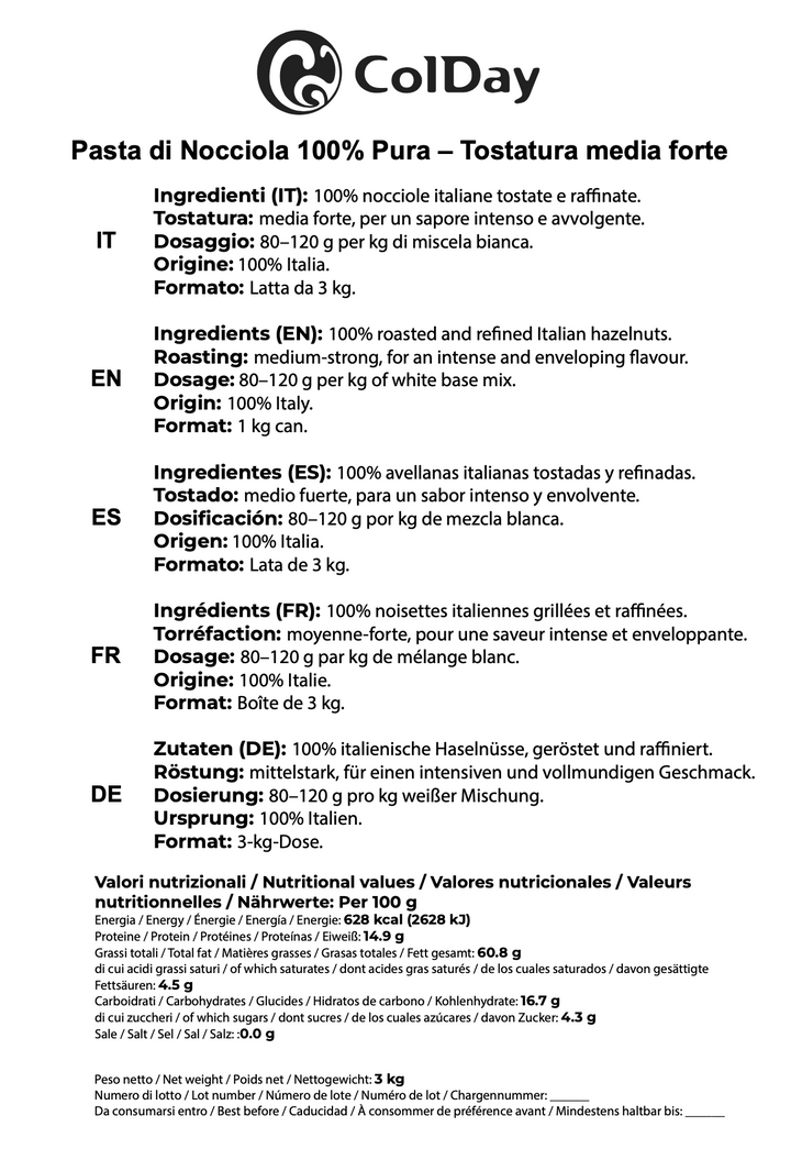 Pasta di Nocciola 100% Pura – Tostatura media forte