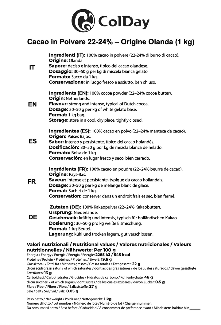 Cacao in polvere 22-24%
